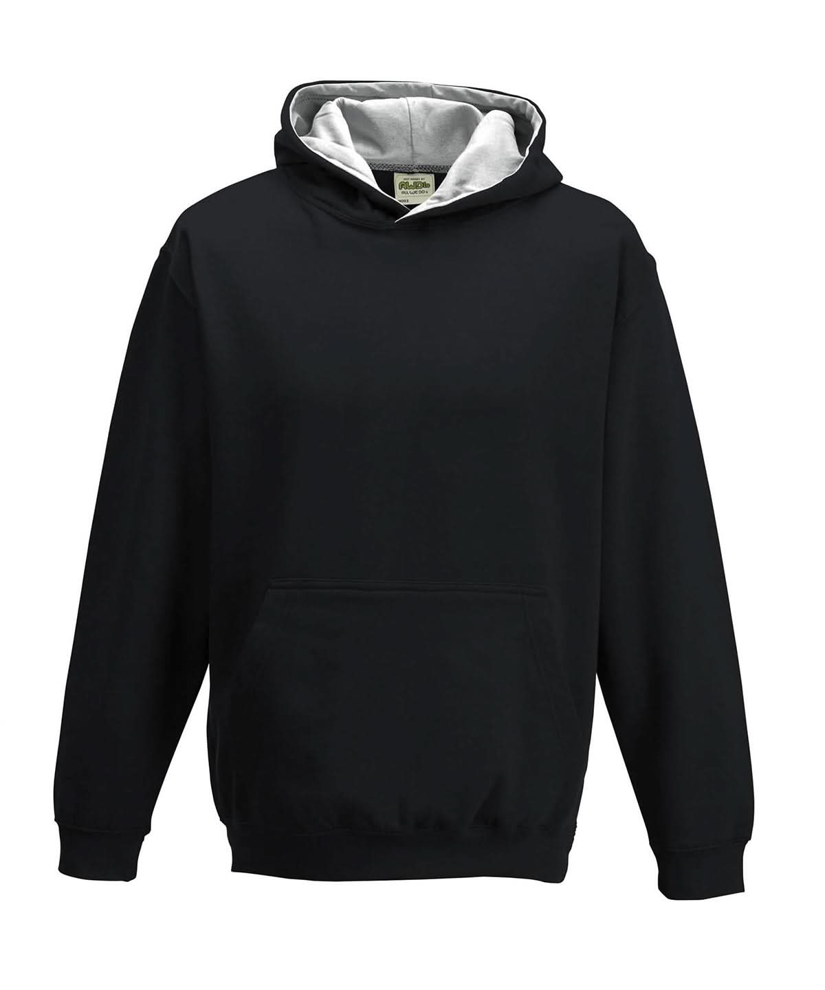 AWDis Just Hoods Kids varsity hoodie JH03J - Jet Black Heather Grey - Customisable Hoodies