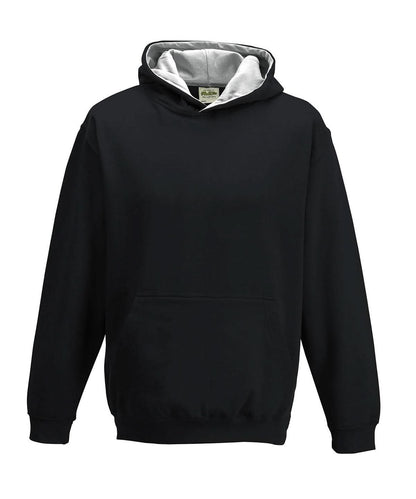 AWDis Just Hoods Kids varsity hoodie JH03J - Jet Black Heather Grey - Customisable Hoodies