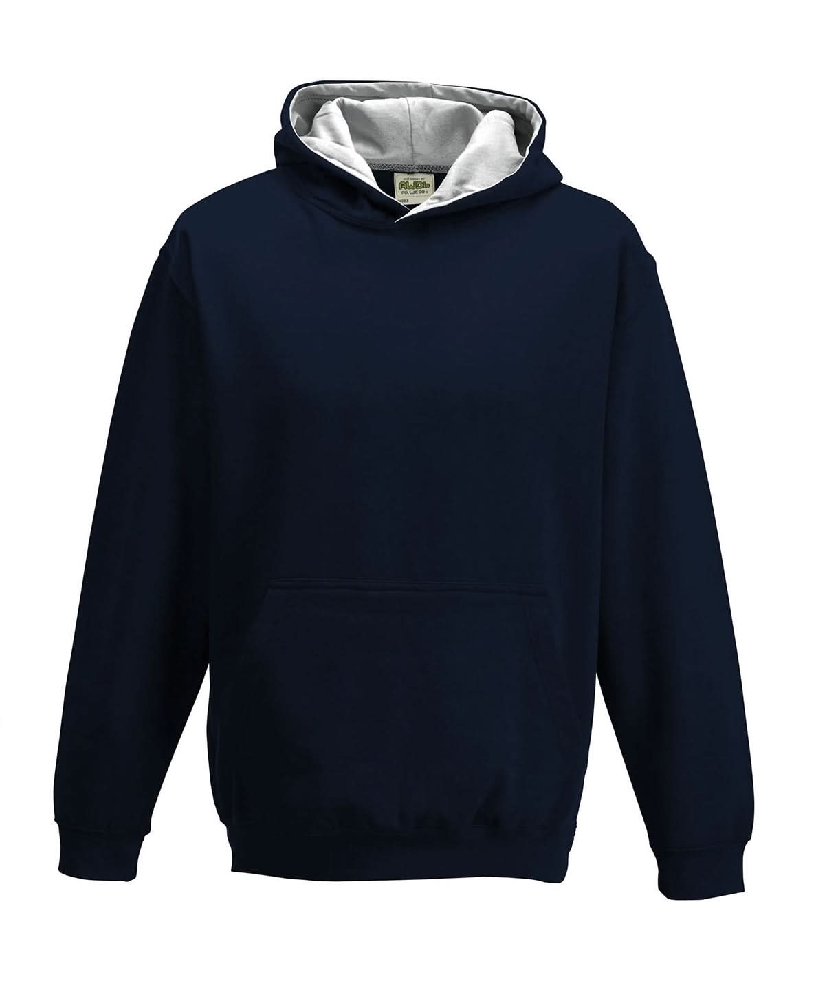 AWDis Just Hoods Kids varsity hoodie JH03J - New French Navy Heather Grey - Customisable Hoodies