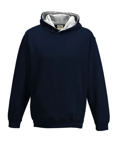 AWDis Just Hoods Kids varsity hoodie JH03J - New French Navy Heather Grey - Customisable Hoodies