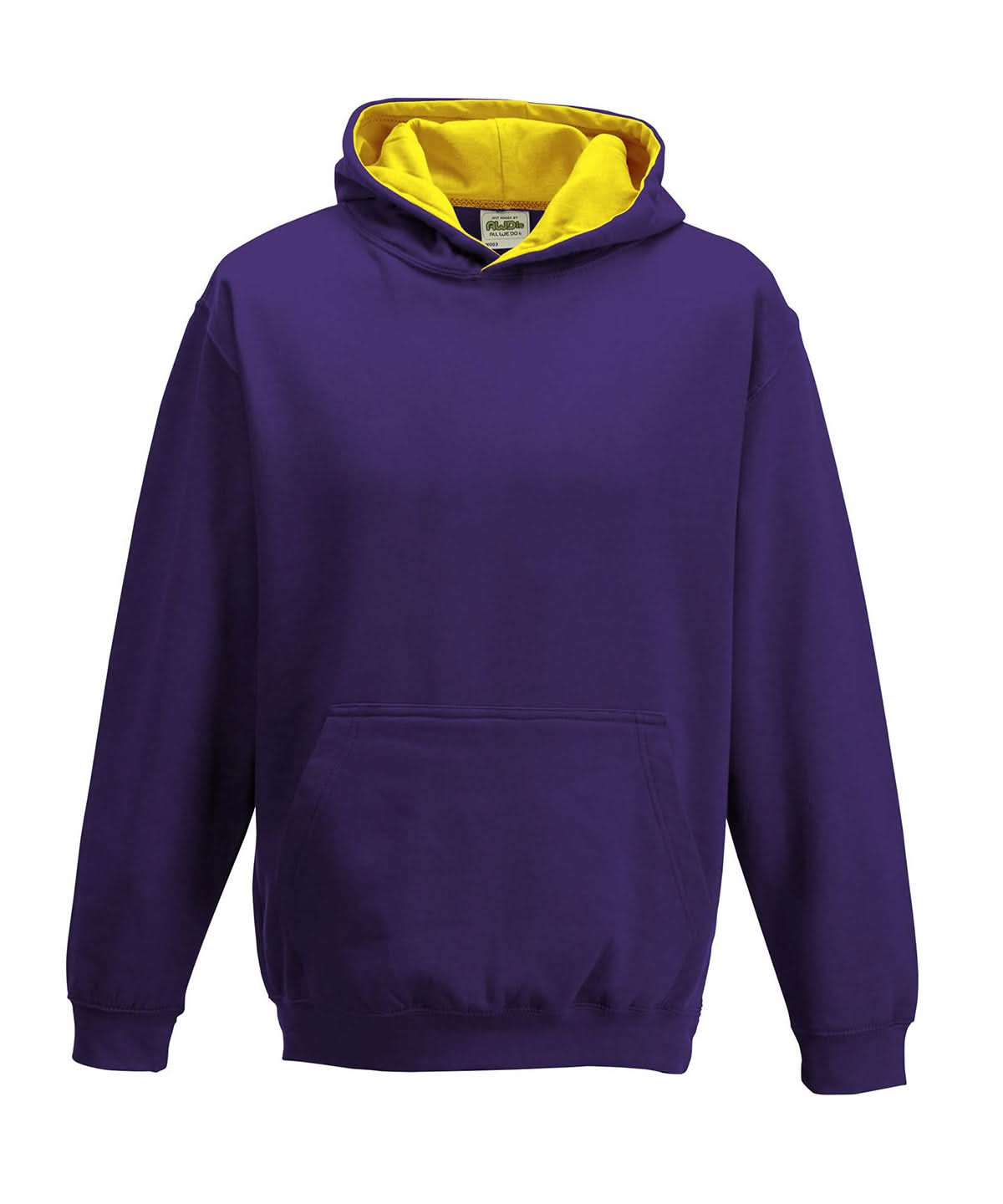 AWDis Just Hoods Kids varsity hoodie JH03J - Purple Sun Yellow - Customisable Hoodies