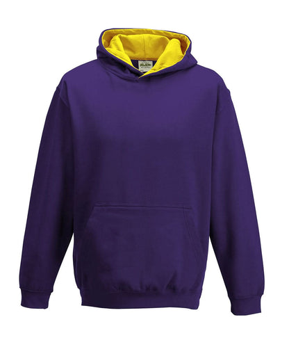 AWDis Just Hoods Kids varsity hoodie JH03J - Purple Sun Yellow - Customisable Hoodies
