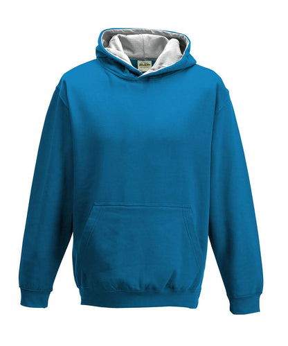 AWDis Just Hoods Kids varsity hoodie JH03J - Sapphire Blue Heather Grey - Customisable Hoodies
