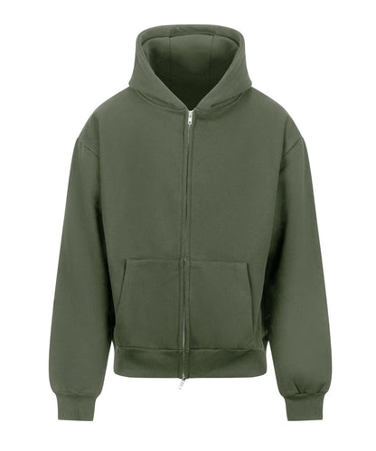 AWDis Just Hoods Signature heavyweight zoodie JH125 - Earthy Green - Customisable Hoodies