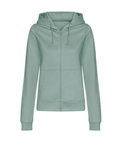 AWDis Just Hoods Womens college zoodie JH50F - Dusty Green - Customisable Hoodies
