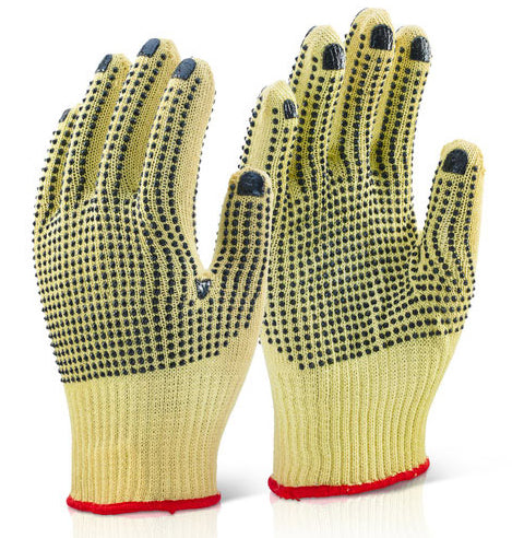 Beeswift Reinforced Medium Weight Dotted Gloves - Yellow - Customisable Cut Resistant