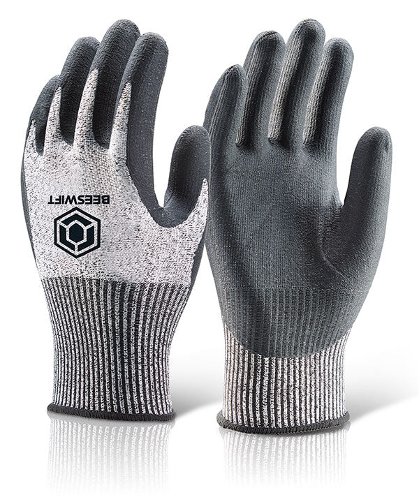 Beeswift Micro Foam Nitrile Cut Level B Gloves - Black - Customisable Cut Resistant