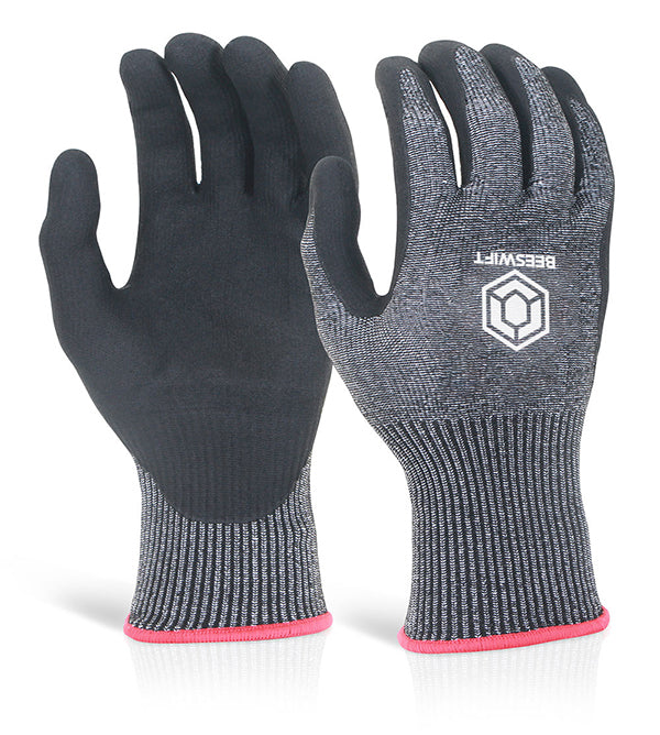 Beeswift Micro Foam Nitrile Cut Level Gloves - Black - Customisable Cut Resistant