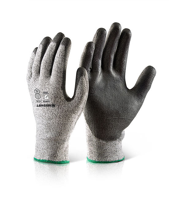 Beeswift Pu Coated Cut Level Gloves - Black - Customisable Cut Resistant