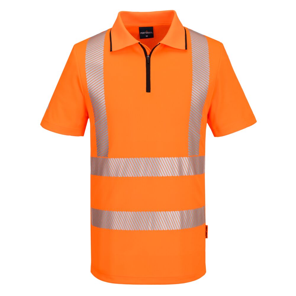 Kx3 Sport Hi Vis Zip Polo Shirt S/S Kx302 - Orange - Customisable Polo Shirts