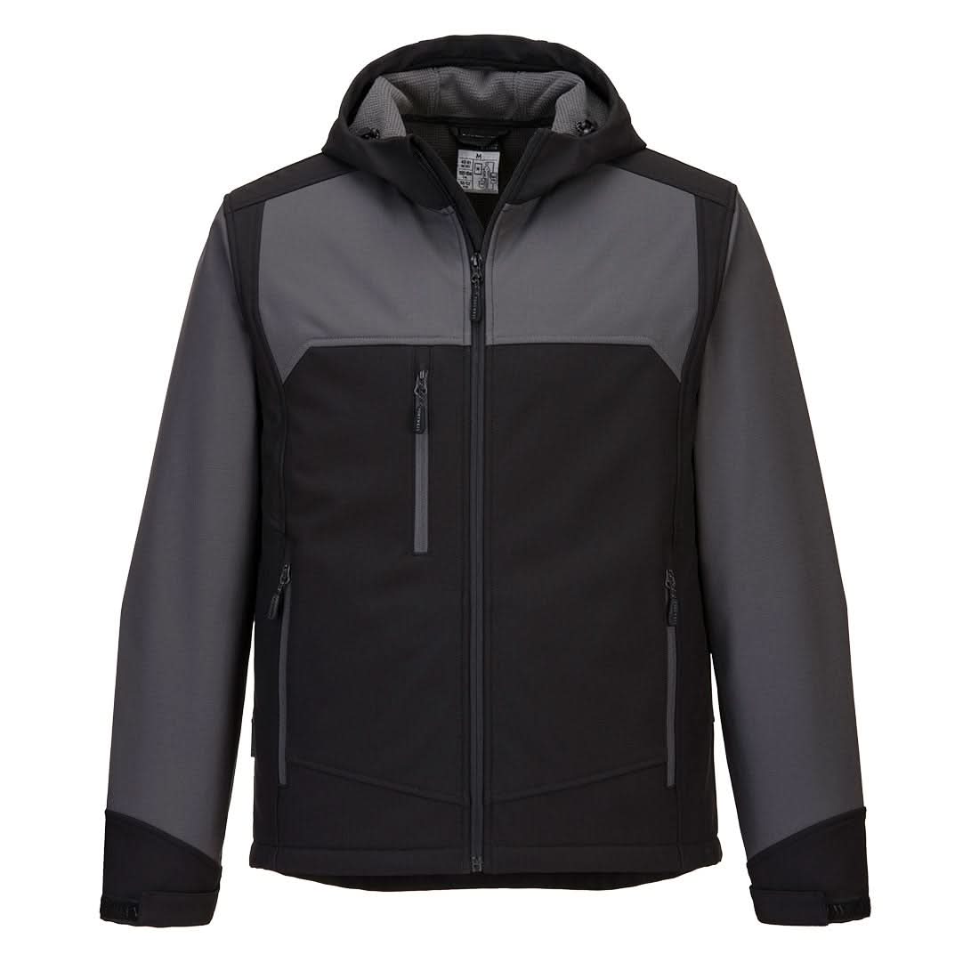 Portwest Kx3 Hooded Softshell 3L KX362 - Black Grey - Customisable Hi-Vis Jackets