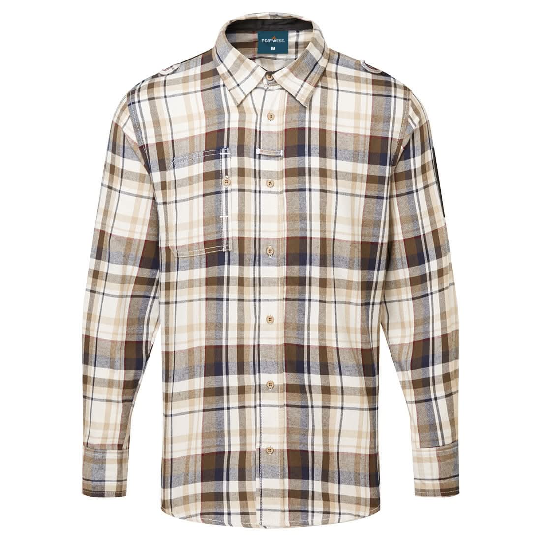 Portwest Kx3 Check Work Shirt KX370 - Brown Check - Customisable Shirts