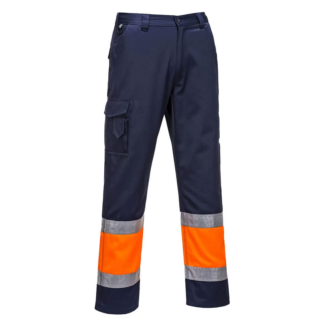 Portwest Hi Vis Lightweight Contrast Class 1 Service Trousers L049 - Orange Navy - Customisable Hi-Vis Trousers