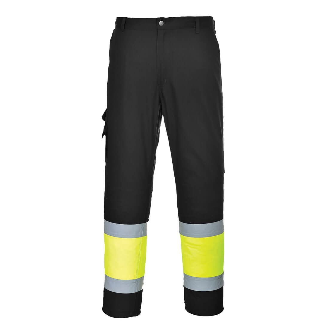 Portwest Hi Vis Lightweight Contrast Class 1 Service Trousers L049 - Yellow Black - Customisable Hi-Vis Trousers