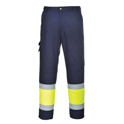 Hi Vis Lightweight Contrast Class 1 Service Trousers L049 - Yellow Navy - Customisable Service Trousers