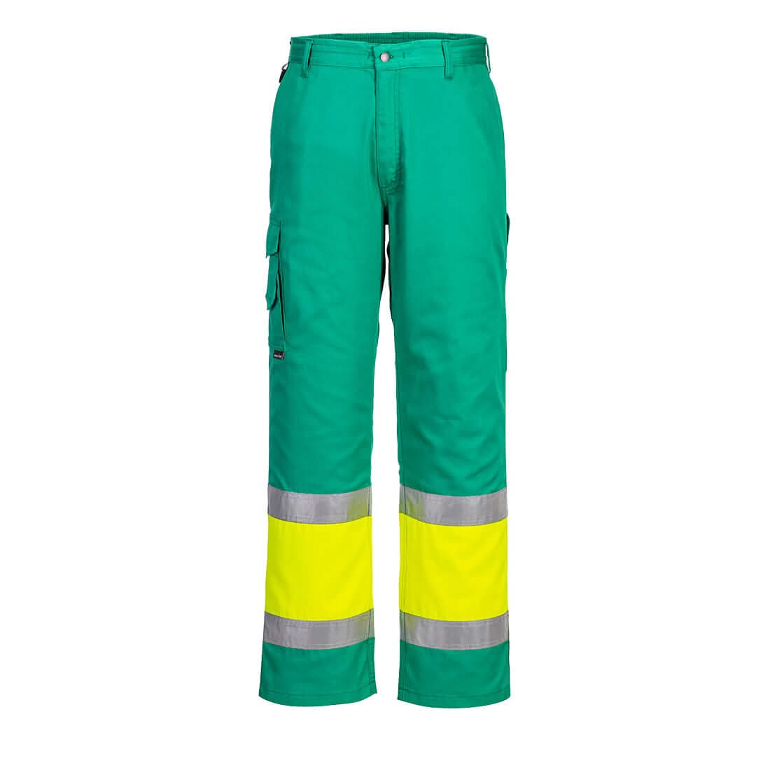 Portwest Hi Vis Lightweight Contrast Class 1 Service Trousers L049 - Yellow Teal - Customisable Hi-Vis Trousers