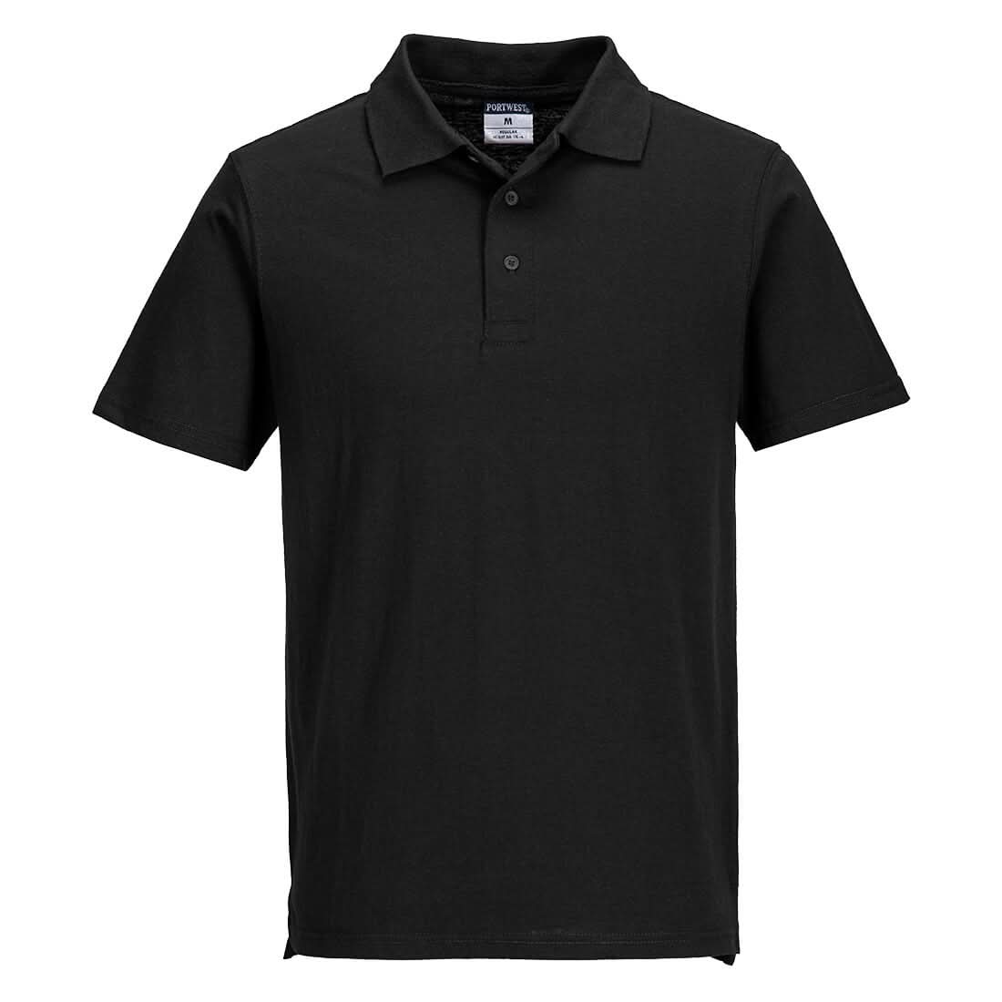 Portwest Lightweight Jersey Polo Shirt SS 48 In A Box L210 - Black - Customisable Polos
