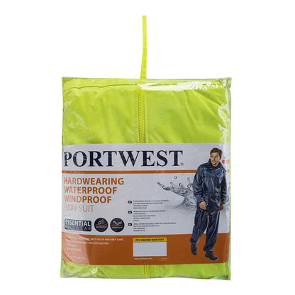 Portwest Essentials Rainsuit 2 Piece Suit L440 - Yellow - Customisable Trousers