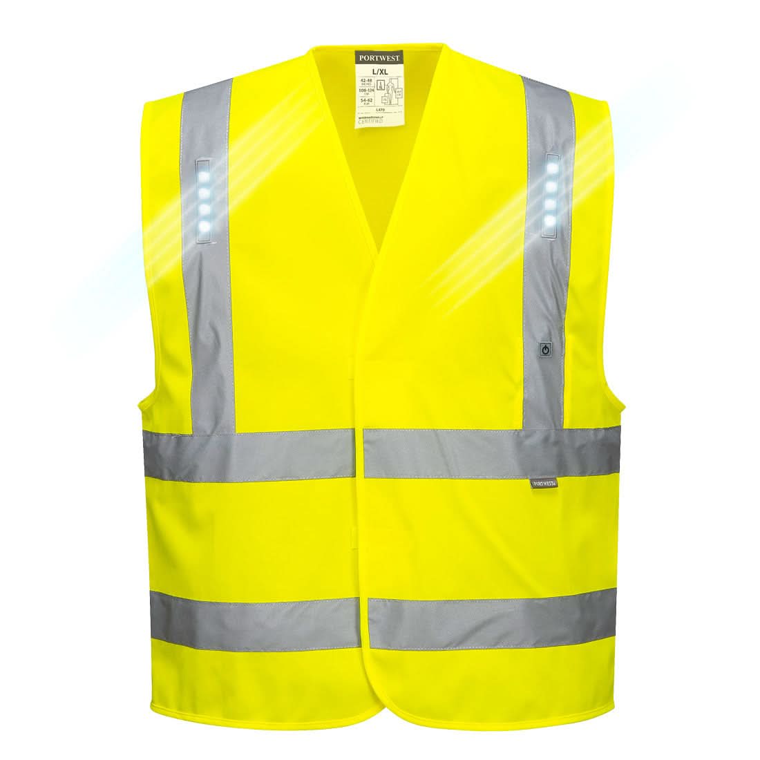 Portwest Vega Led Vest L470 - Yellow - Customisable HV Vest