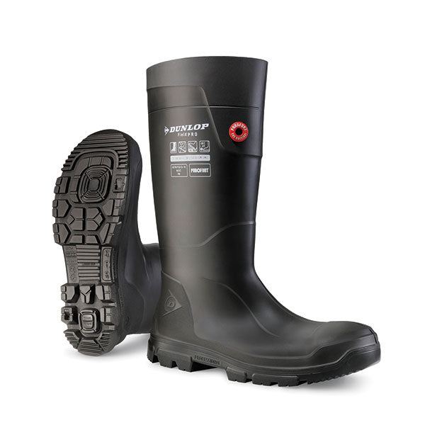 Dunlop Purofort Fieldpro Full Safety Wellington - Black 4 - Customisable Wellingtons
