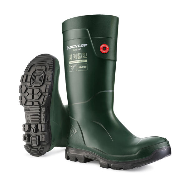 Dunlop Purofort Terrapro Full Safety Wellington Boots - Green - Customisable Wellingtons