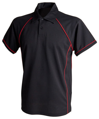 Finden &amp; Hales Finden Hales Piped performance polo LV370 - Black Red - Customisable Polos