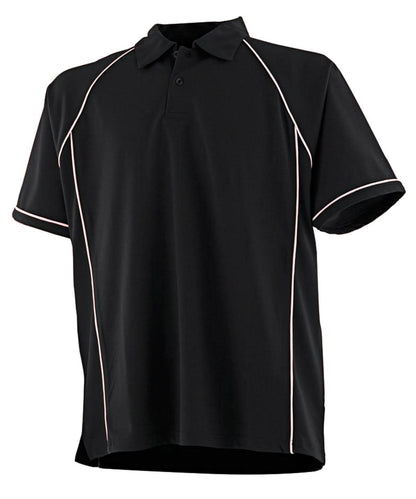 Finden &amp; Hales Finden Hales Piped performance polo LV370 - Black White - Customisable Polos