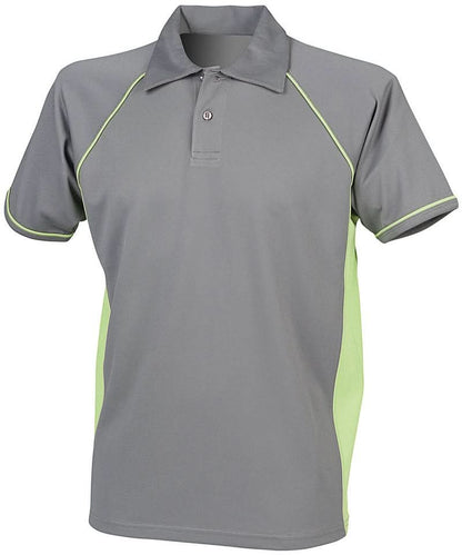 Finden &amp; Hales Finden Hales Piped performance polo LV370 - Gunmetal Grey Lime - Customisable Polos