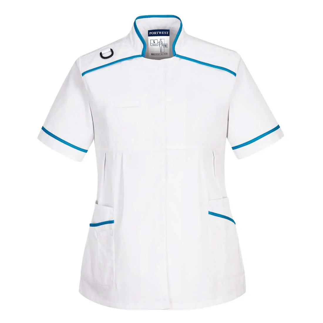 Medical Maternity Tunic Lw22 - White Aqua - Customisable Tunic