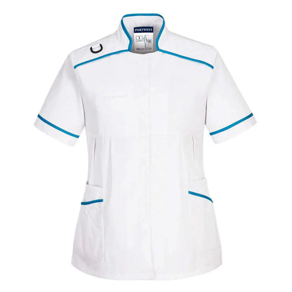 Medical Maternity Tunic Lw22 - White Aqua - Customisable Tunic
