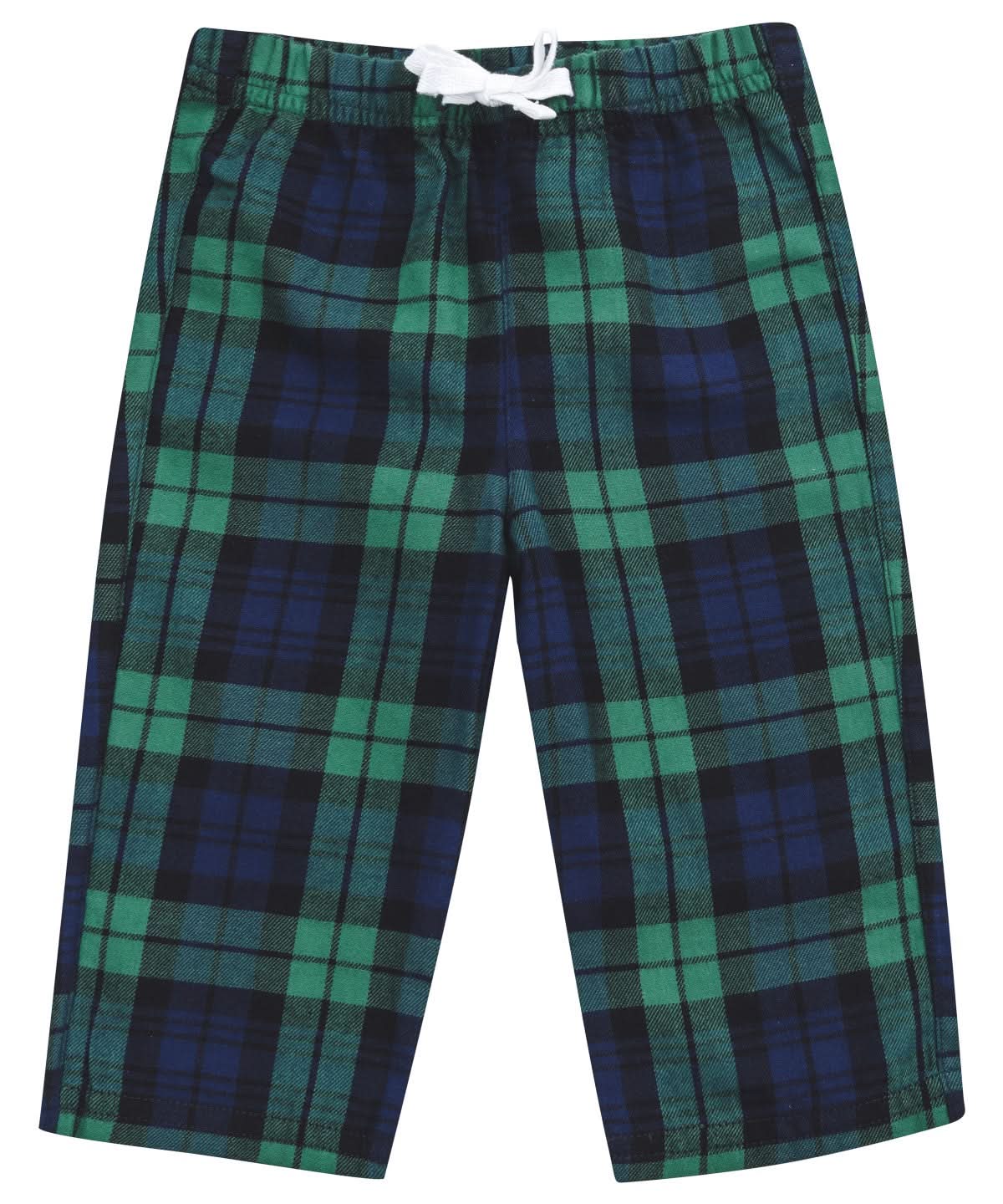 Larkwood Tartan Lounge Trousers LW83T - Green Navy Check - Customisable Trousers