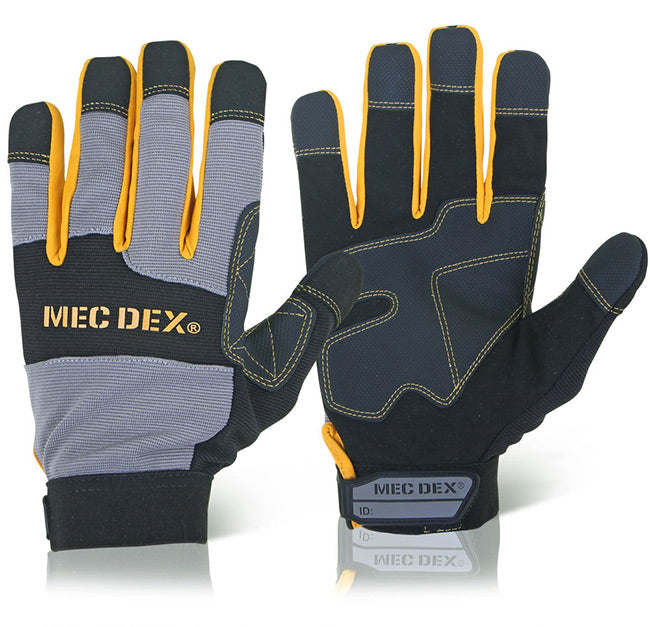 Mecdex Work Passion Impact Mechanics Gloves - Black Grey - Customisable Mechanics