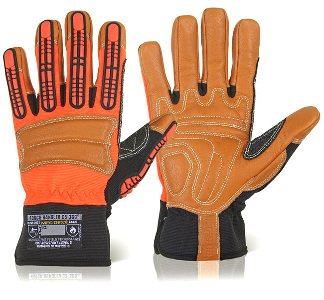 Mecdex Rough Handler C Mechanics Gloves - Orange - Customisable Mechanics