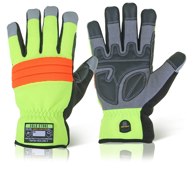 Mecdex Cold Store Mechanics Gloves - Saturn Yellow - Customisable Mechanics