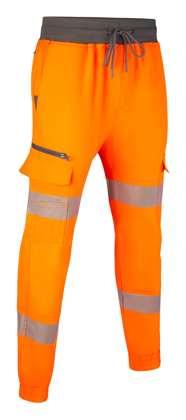 Beeswift Mens Hi Vis Work Joggers - Orange - Customisable Trousers