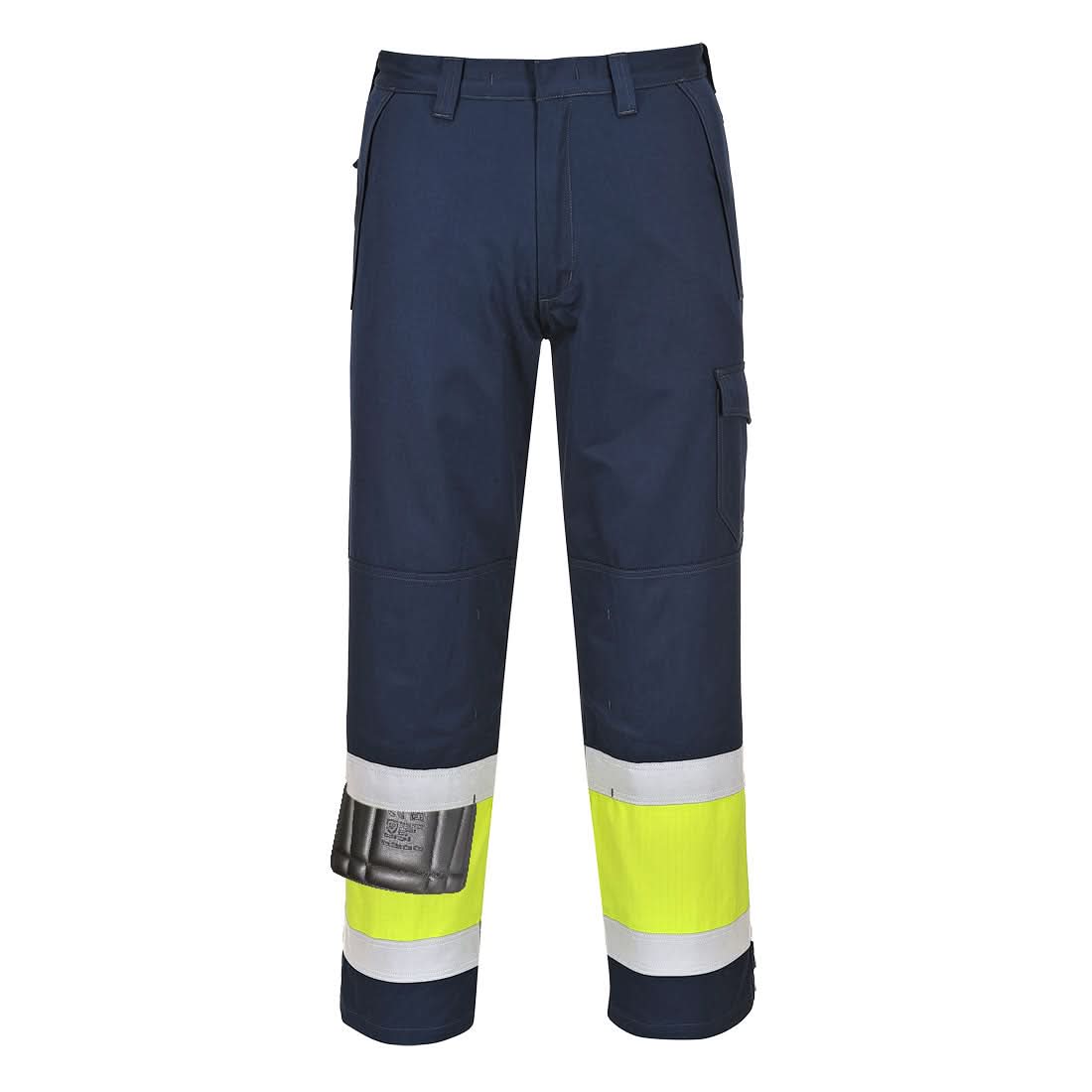 Portwest Modaflame Work Hi Vis Class 1 Multi Norm Fr Trousers MV26 - Yellow Navy - Customisable Hi-Vis Trousers
