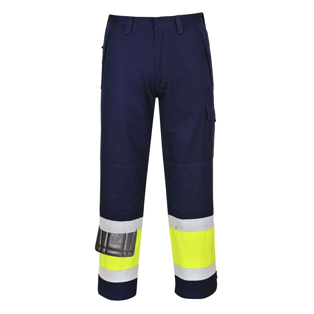 Portwest Modaflame Work Hi Vis Class 1 Multi Norm Fr Trousers MV26 - Yellow Navy Tall - Customisable Hi-Vis Trousers
