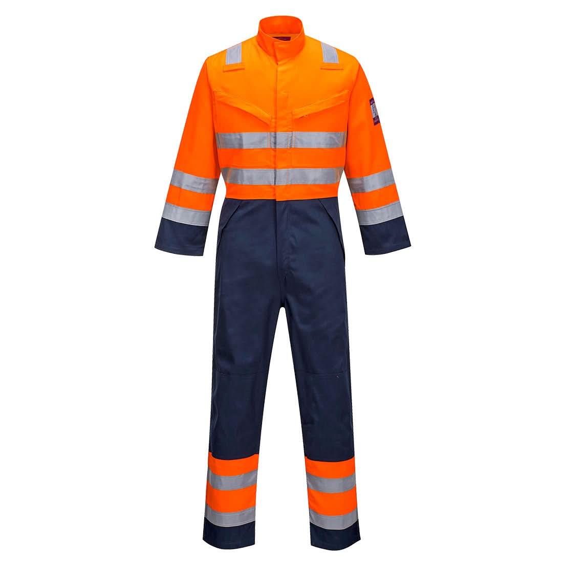 Portwest Modaflame Work Hvo Multi Norm Contrast Coverall MV29 - Orange Navy - Customisable Coveralls