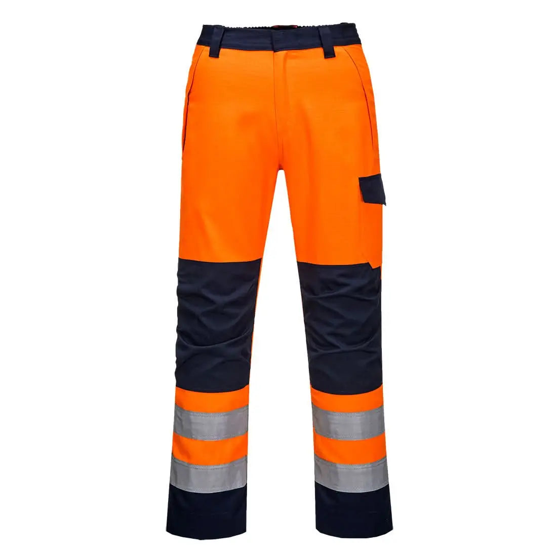 Modaflame Work Hvo Multi Norm Contrast Trousers Mv36 - Orange Navy - Customisable Work Trousers