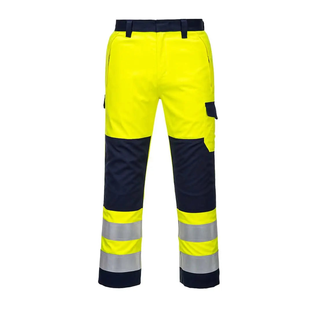 Modaflame Work Hi Vis Multi Norm Contrast Fr Trousers Mv46 - Yellow Navy - Customisable Work Trousers