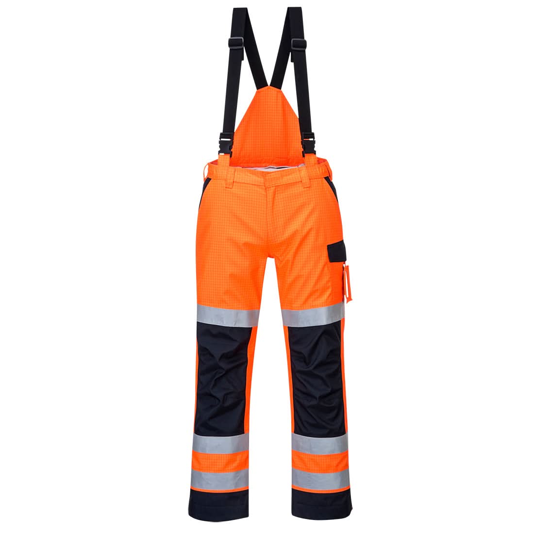 Portwest Modaflame Rain Hi Vis Multi Norm Contrast FR Trousers MV71 - Orange Navy - Customisable Hi-Vis Trousers