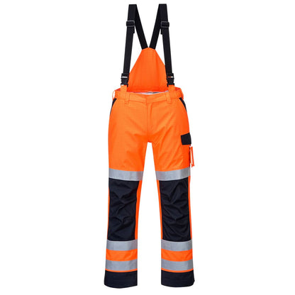 Portwest Modaflame Rain Hi Vis Multi Norm Contrast FR Trousers MV71 - Orange Navy - Customisable Hi-Vis Trousers