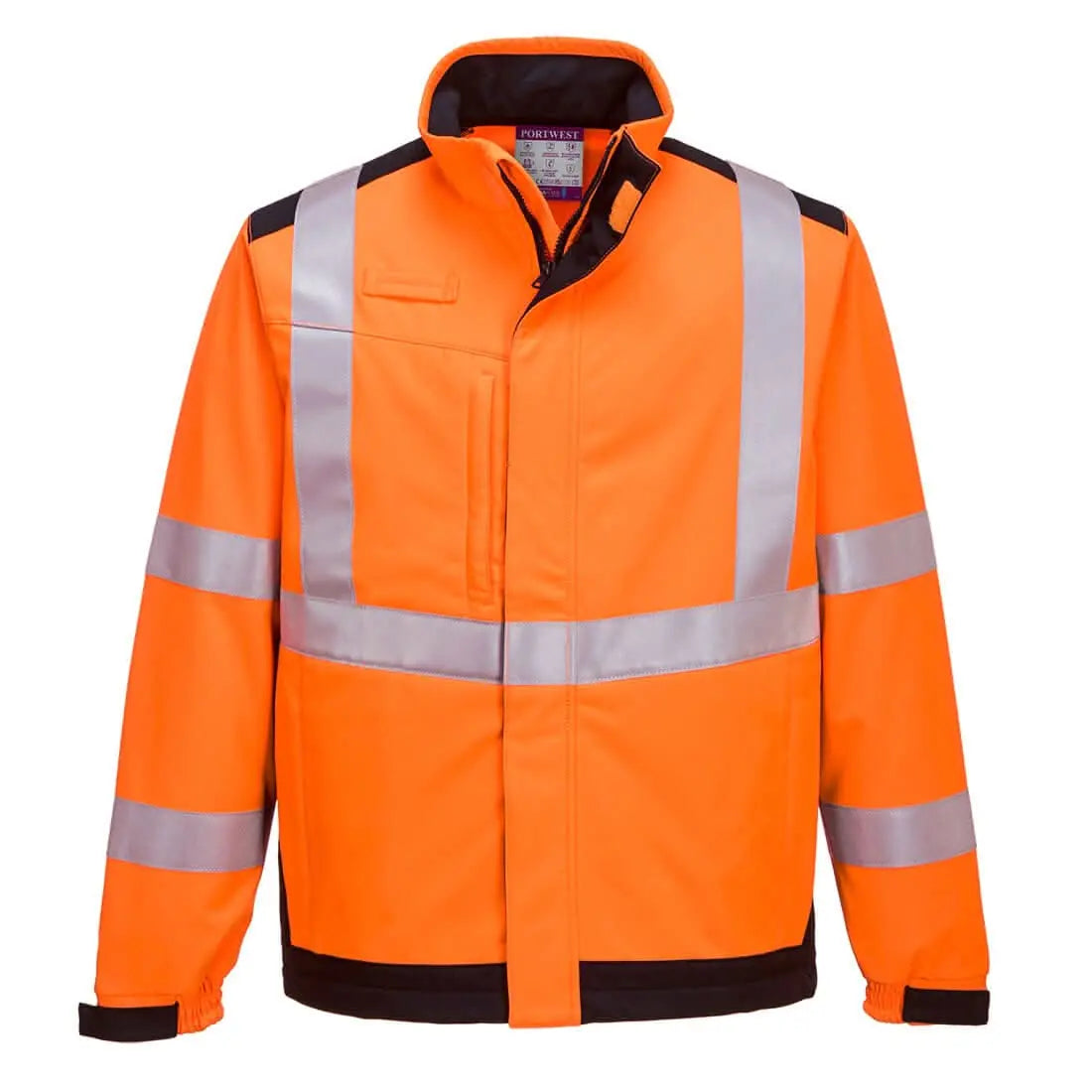 Modaflame Softshell Hi Vis Multi Norm Fr Jacket Mv72 - Orange Navy - Customisable Softshell Jackets
