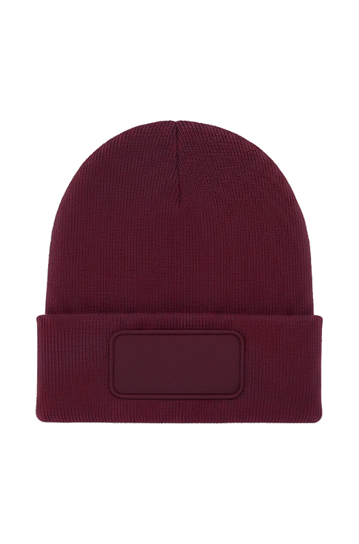 Rectangular Patch Beanie - UC411 - Maroon One - Customisable HEADWEAR