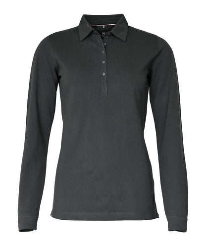 Nimbus Womens Carlington deluxe long sleeve polo NB71F - Charcoal - Customisable Polos