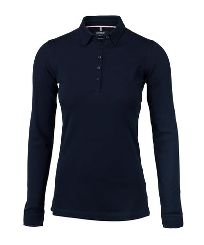Nimbus Womens Carlington deluxe long sleeve polo NB71F - Dark Navy - Customisable Polos