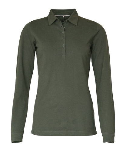 Nimbus Womens Carlington deluxe long sleeve polo NB71F - Olive - Customisable Polos