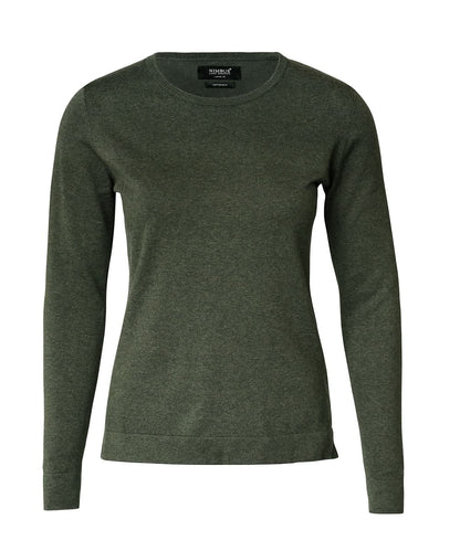 Nimbus Womens Brighton elegant round neck NB94F - Olive Melange - Customisable Knitted Jumpers