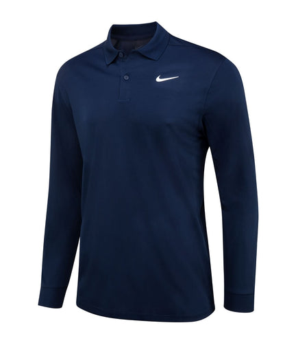 Nike Dri FIT Victory solid long sleeve polo NK354 - College Navy White - Customisable Polos
