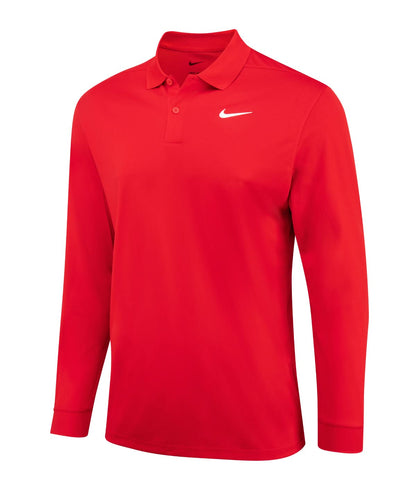 Nike Dri FIT Victory solid long sleeve polo NK354 - University Red White - Customisable Polos
